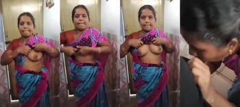 Indian Tamil Aunty Shows Boobs and Sucking Dick