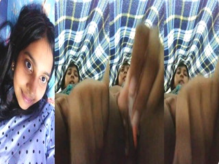 CUTE YOUNG GIRL FINGERING PUSSY WITH PEN IN BLANKET