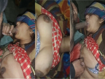 Indian Wife Boobs pressing and Blowjob