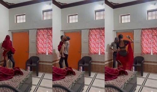Indian Cheating Wife Standing Fucking With Lover