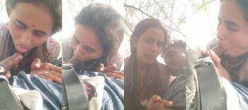 Indian Cheating Wife Out Door Kissing and Sucking Lover Dick