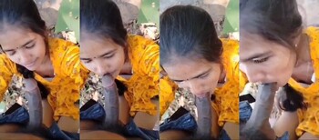 Cute Indian Girl Sucking Lover Dick OutDoor